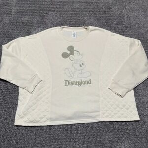 Disney Womens Disneyland Mickey Mouse Sweatshirt Size 2X Cream Quilted
